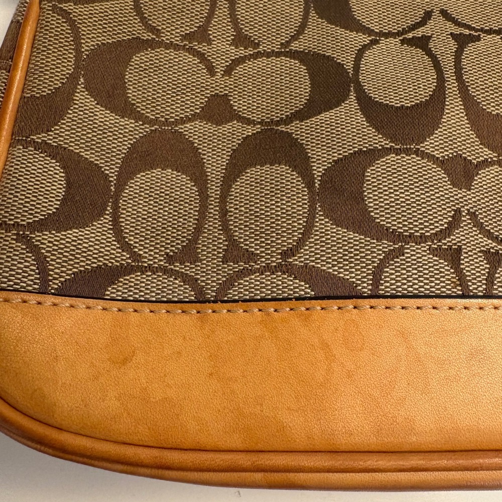 Vintage Coach Signature Demi Canvas Leather Y2K Shoulder Bag Brown Tan 6094 - Picture 8 of 16